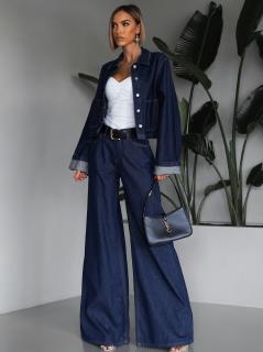 Tmavomodrá oversize krátka džínsová bunda SEEMA Veľkosť: ONESIZE