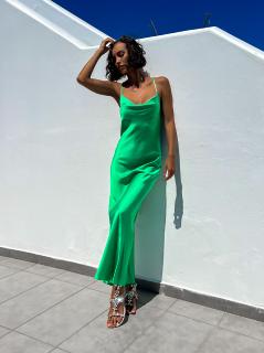 Zelené dlhé lesklé šaty KARRIN