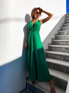 Zelené elegantné šaty BEATRICE s viazaním