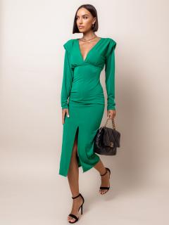 Zelené elegantné šaty CLOVER s rázporkom Veľkosť: ONESIZE