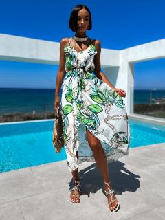 Zelené elegantné šaty SELYSE s volánikmi Veľkosť: ONESIZE