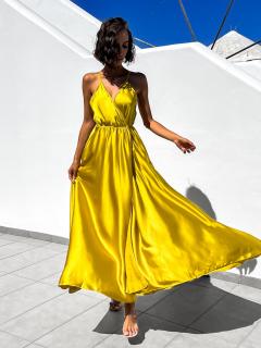 Žlté dlhé lesklé šaty PERFECTLY