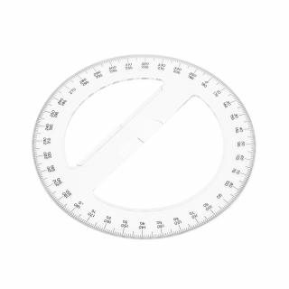 Japonský kruhový uhlomer SHINWA vyrobený z číreho akrylu 360° - priemer 150 mm