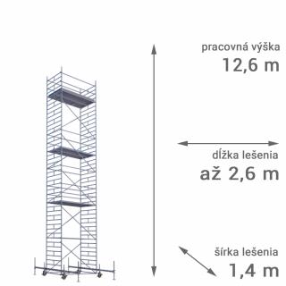 Pojazdné lešenie RUX MOBILO 1400 - pracovná výška 12,6 m Dĺžka: 180 cm