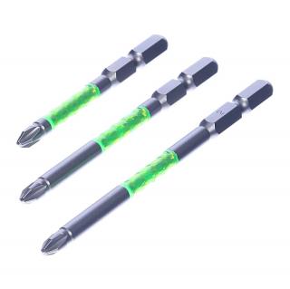 Sada japonských skrutkovacích bitov s magnetickým hrotom PH2 SK11 - 3 ks - 65-100 mm