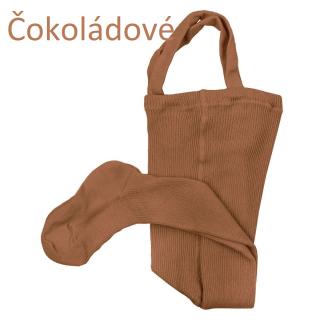 Detské rebrované pančuchy na traky ČOKOLÁDOVÉ