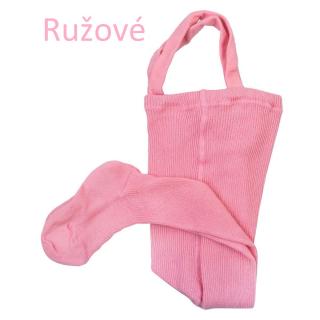 Detské rebrované pančuchy na traky RUŽOVÉ