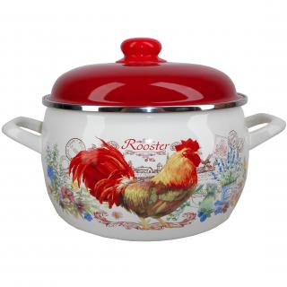 Metalac smaltovaný Hrniec s pokrievkou 20 cm - 4,4 L, KOHÚT (Hrniec smaltovaný kohut 4,4L)