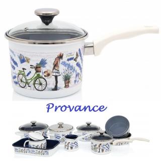 Metalac smaltovaný Hrniec so sklennou pokrievkou a rúčkou 16 cm - 2,5 L PROVANCE