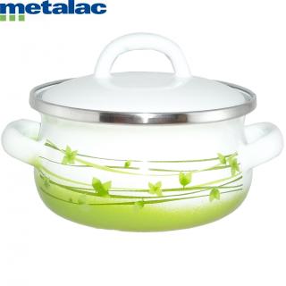 Metalac smaltovaný randlík s pokrievkou 10 cm - 0,6L TRÁVA