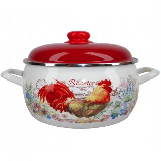 Metalac smaltovaný Randlík s pokrievkou 22 cm - 4 L, KOHÚT (Randlík smaltovaný kohut 4L)