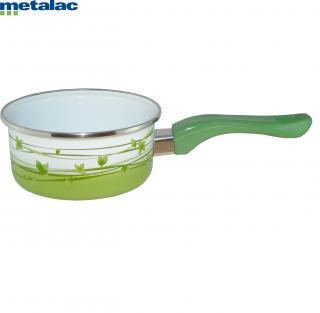 Metalac smaltovaný randlík s rúčkou 12 cm - 0,5L TRÁVA