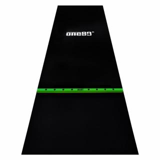 Gumený koberec so zelenou hranicou hodu ONE80 300×90cm, čierny
