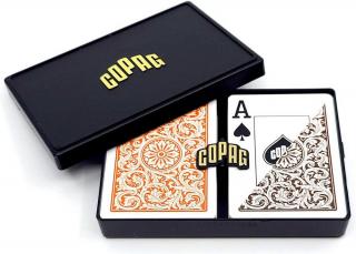 Hracie karty Copag 1546 Elite Jumbo index, 100% plastové, oranžovo-hnedé Duo pack