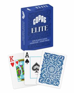 Hracie karty Copag Elite Poker Jumbo Big index 100% plastové, modré