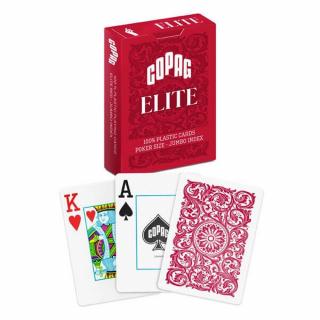 Hracie karty Copag Elite Poker Jumbo index, 100% plastové, červené