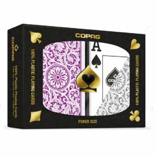 Karty na poker 100% plast, COPAG 1546, Jumbo index, fialovo-sivý duo pack