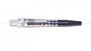 Násadky na šípky Unicorn Gripper Zero Degree, priesvitné čierne, dlhé 45mm