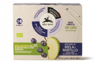 Alce Nero BIO Jablkový a čučoriedkový nektár, 600 ml (3x balenie 200 ml)