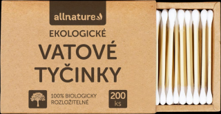 Allnature Ekologické vatové tyčinky, 200 ks