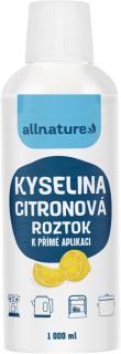 Allnature Kyselina citrónová roztok, 1000 ml