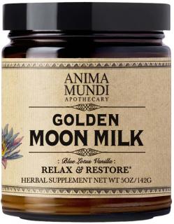 Anima Mundi Golden Moon Milk, Zlaté mlieko, modrý lotus a pravá vanilka, prášok, 142 g