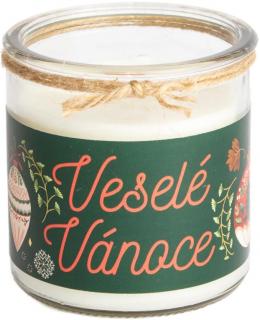 AROMKA Prírodná vonná sviečka sójová s dreveným knôtom, Vanilka, Biela, Recyklované sklo, 250 ml