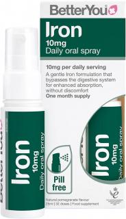 BetterYou Iron 10 Daily Oral Spray, Železo, Orálny sprej, 25 ml (192 strekov)