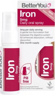 BetterYou Iron 5 Daily Oral Spray, Železo, Orálny sprej, 25 ml (192 strekov)
