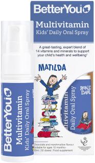 BetterYou Multivitamín Kids' Daily Oral Spray, Orálny sprej pre deti 1+, 25 ml (128 strekov)