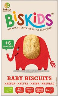 Biskids BIO Detské celozrnné sušienky Natural, bez pridaného cukru, 6M+, 120 g