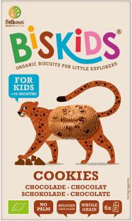 Biskids BIO Detské celozrnné sušienky s belgickou čokoládou, 36M+, 120 g