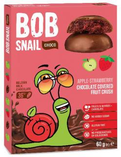 BOB Snail Ovocná pochúťka v mliečnej čokoláde - Jablko/jahoda, 60 g