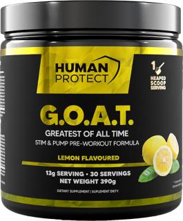 Human Protect G.O.A.T. Pre-workout, Citrón, 390 g