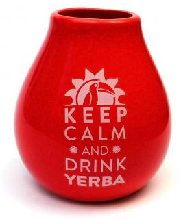 Keramická kalabasa, Červená Keep Calm, 350 ml