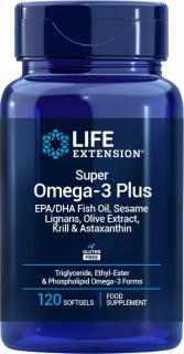 Life Extension Super Omega-3 Plus, EPA/DHA Fish Oil, Sesame Lignans, Olive Extract, Krill & Astaxanthin, 120 softgel kapsúl