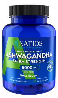 NATIOS Ashwagandha Extract, 5000 mg, Extra Strength, 90 vegánskych kapsúl
