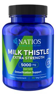 NATIOS Milk Thistle Extract, Pestrec, 5000 mg, Extra Strength, 90 vegánskych kapsúl