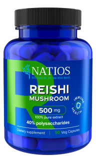 NATIOS Reishi Extract, 500 mg, 40% polysaccharides, 90 vegánskych kapsúl