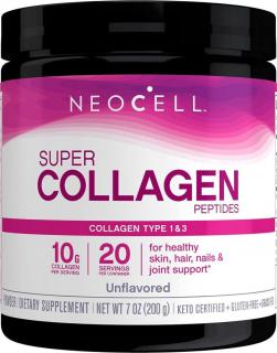 Neocell Super Collagen Peptides, Kolagénové peptidy typu I a III, Neochutené, 200 g