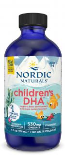 Nordic Naturals Children's DHA, Omega 3 pre deti, Príchuť jahody, 119 ml