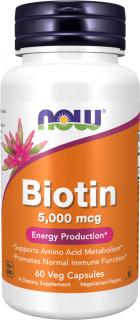 NOW FOODS Biotin, 5000 ug, 60 rastlinných kapsúl