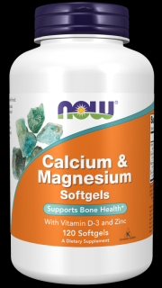 NOW FOODS Calcium & Magnesium, Vápnik a horčík + vitamín D3 a zinok, 120 softgel kapsúl