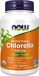 NOW FOODS Chlorella Organic, 500 mg, 200 tabliet