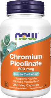 NOW FOODS Chromium Picolinate, 200 mcg, 250 rastlinných kapsúl