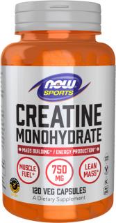 NOW FOODS Creatine Monohydrate, 750 mg, 120 rastlinných kapsúl