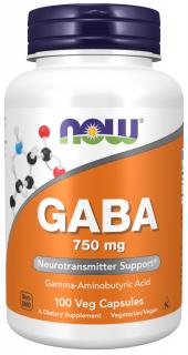 NOW FOODS GABA (Kyselina Gama-Aminomaslová), 750 mg, 200 rastlinných kapsúl