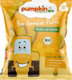 Pumpkin Organics BIO Fúkané zeleninové chrumky - Tekvica a mrkva, 12. mesiac, 20 g