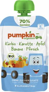 Pumpkin Organics BIO Zeleninové pyré 70% - Tekvica, mrkva, jablko, banán, broskyňa, 6. mesiac, 100 g