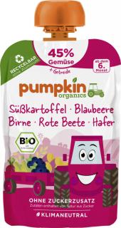 Pumpkin Organics BIO Zeleninové pyré - Batát, čučoriedka, hruška, červená repa, ovos, 6. mesiac, 100 g
